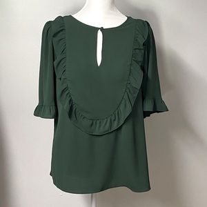 ANN TAYLOR Green Ruffled Top